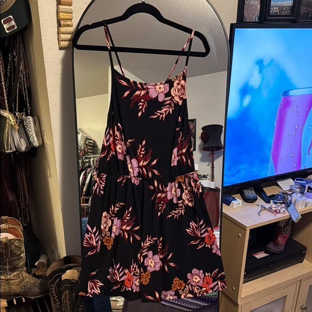 Floral Black and Pink Dress